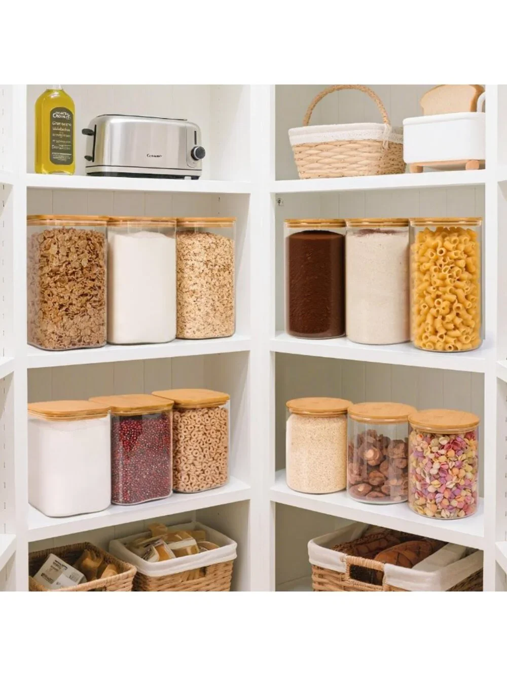Large Glass Cookie Jar Set of 2 - 1.8 Qt Food Storage Canisters for Kitchen